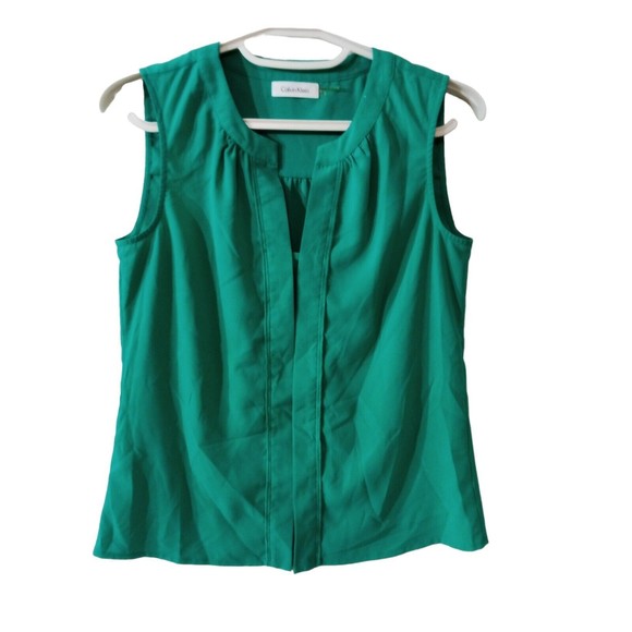 Women's Calvin Klein Sleeveless Green Shirt Size Xs‎ - Picture 7 of 16